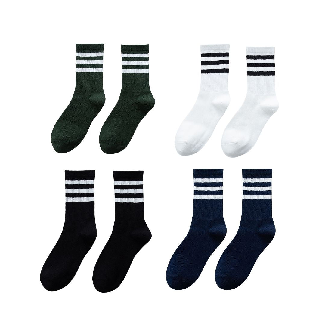 Old Fashion 3 Strips Cotton Socks