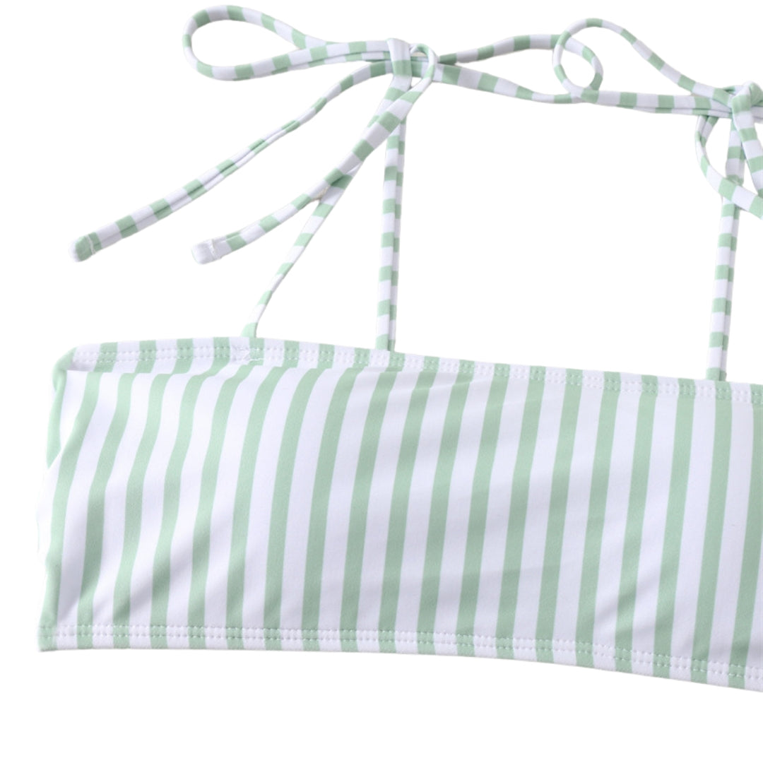 Flat Tube Top Shoulder Straps High Waist Bikini