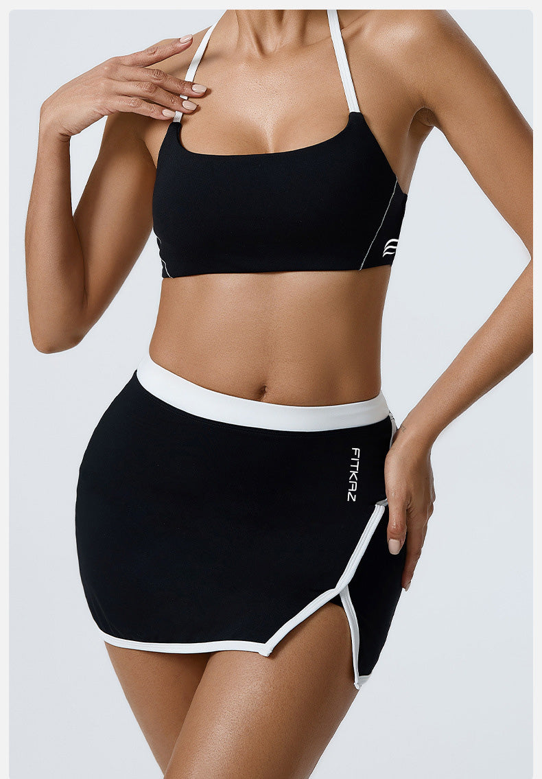 White Line Build-in Shorts Slim Fit Mini Sports Skirts
