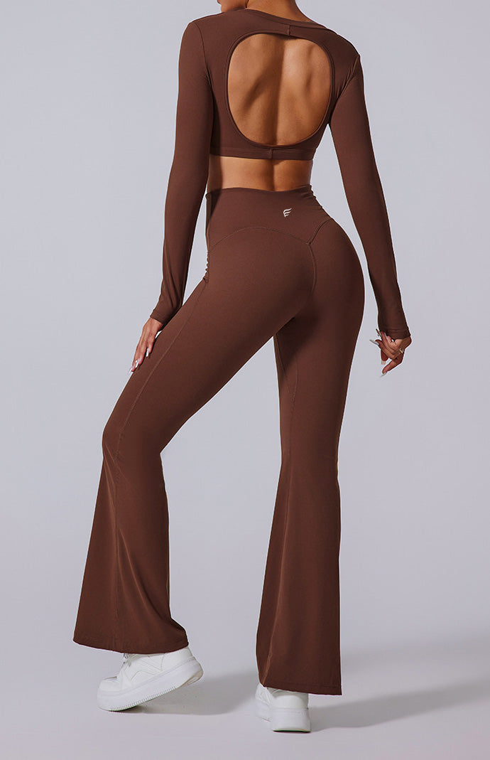 Deep V Neck Long Sleeves Crop Sports Top