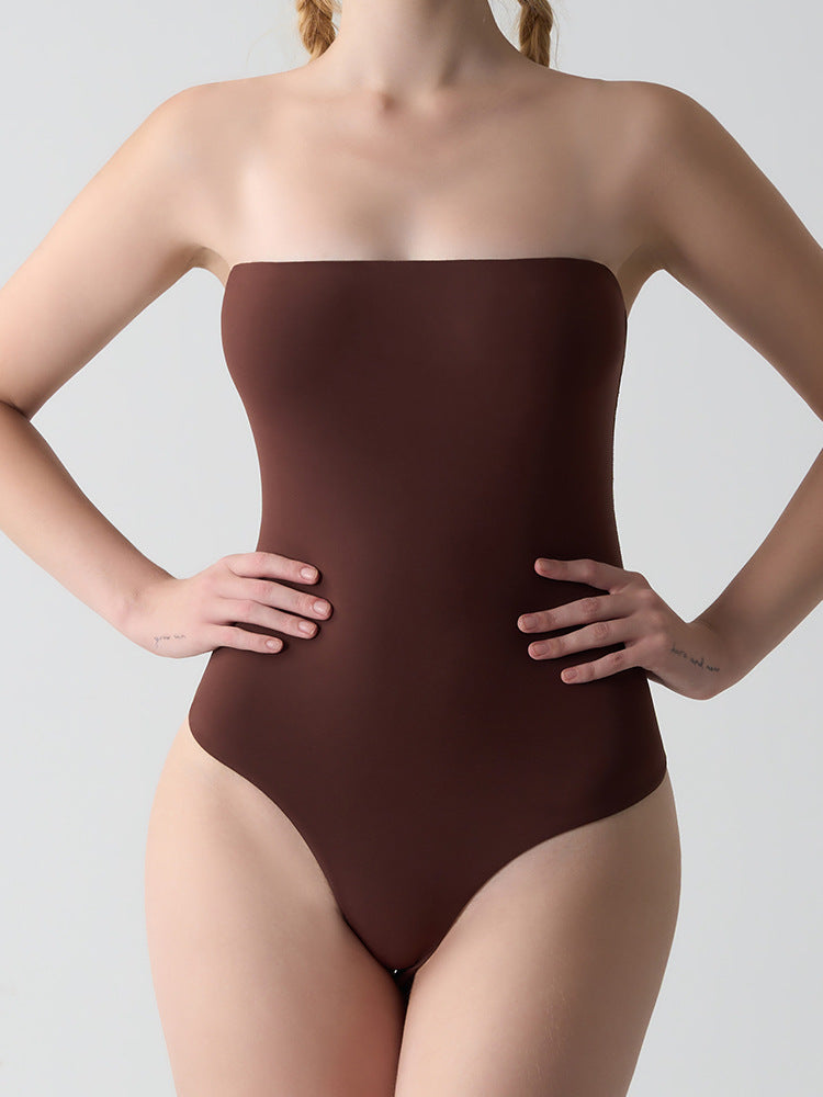 Feather Skin Touch Tube Camisole High Cut Thong Bodysuit (No Pads)