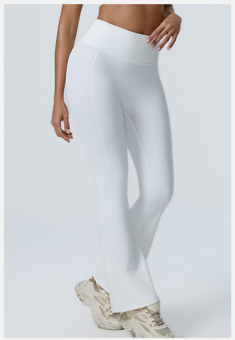 Double White Line High Waist Semi Boot Cut Sports Pants