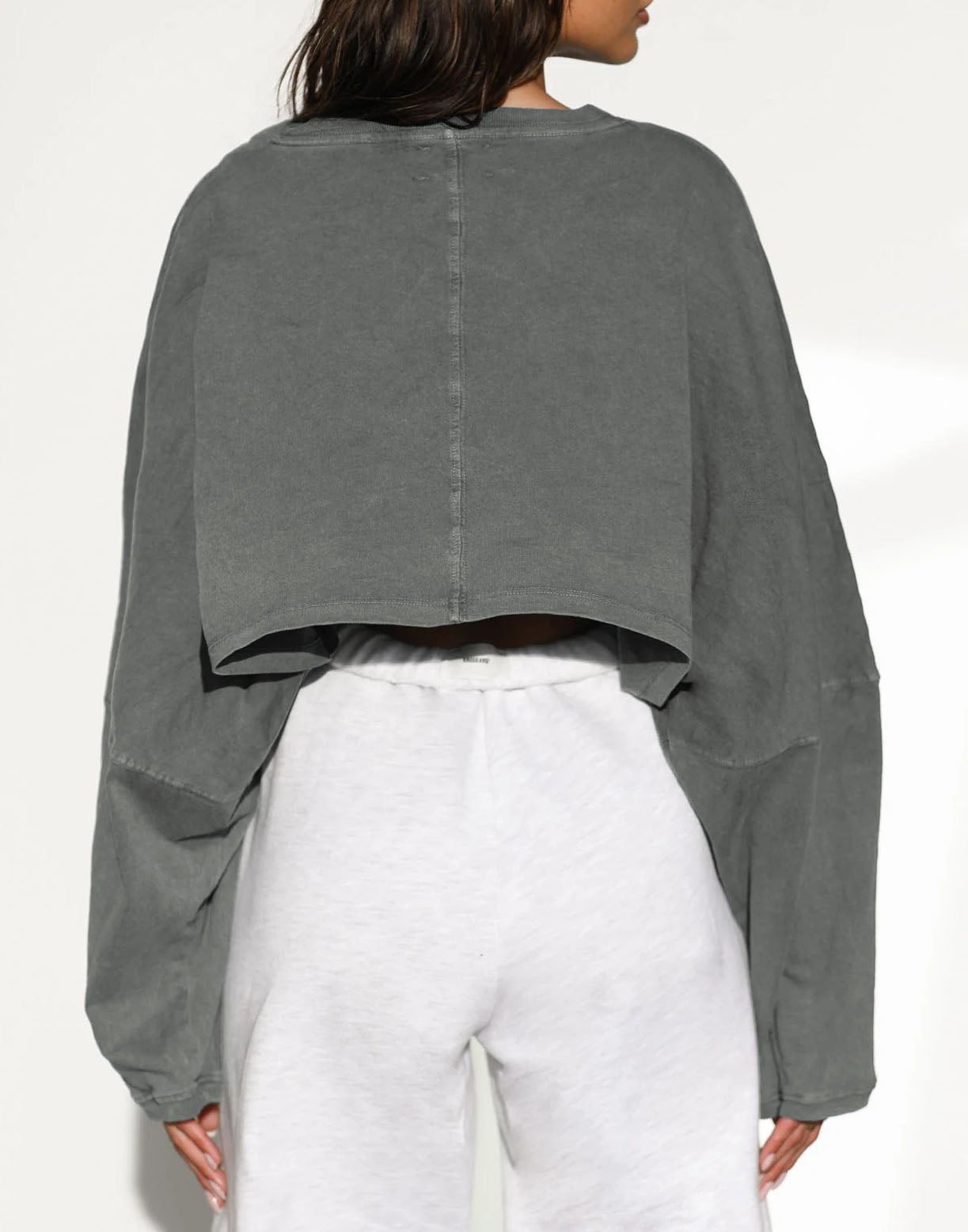 Puffy Long Sleeves Round Neck Crop Top