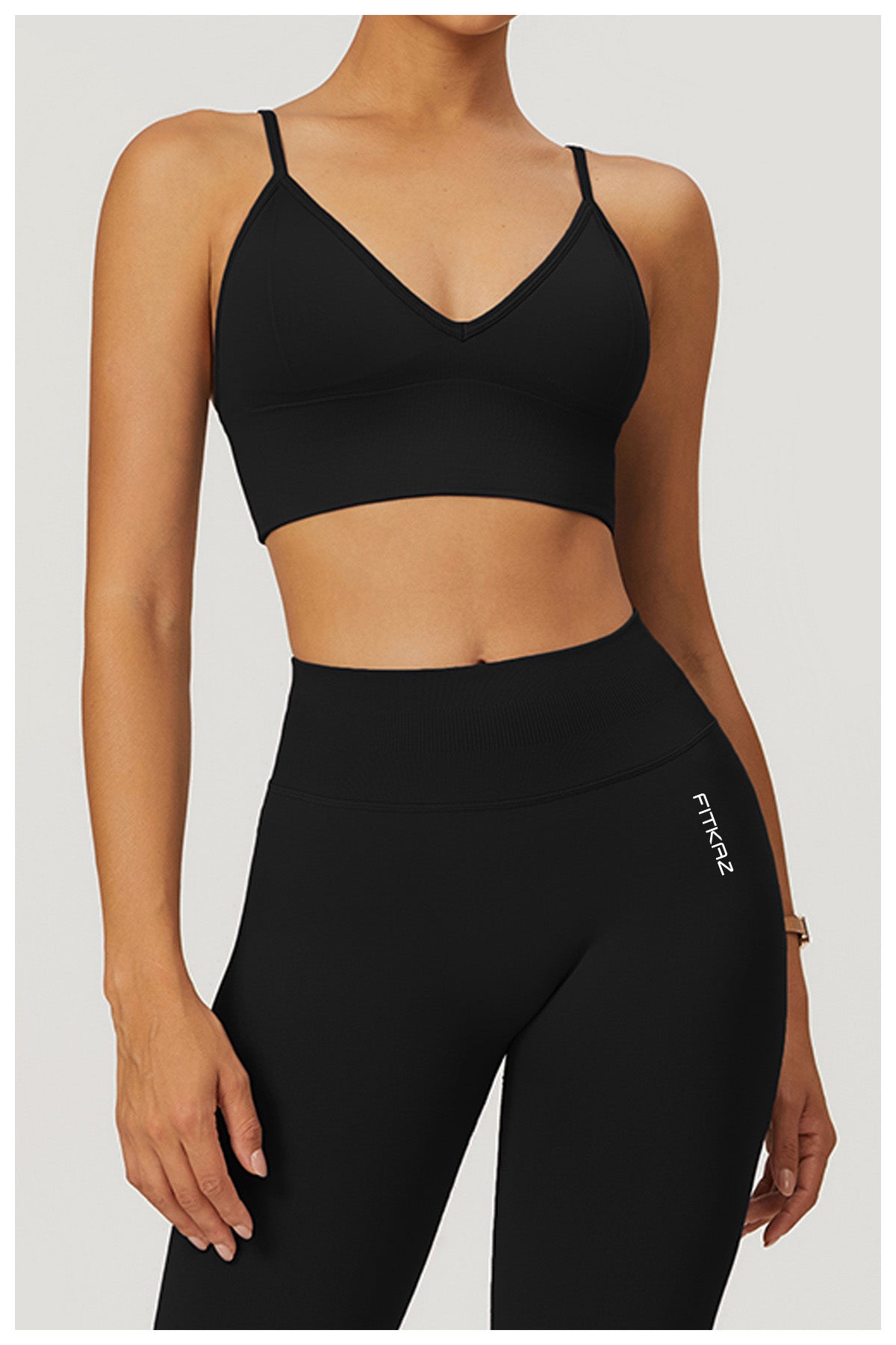 Seamless Knitted Deep V Classic Sports Bra