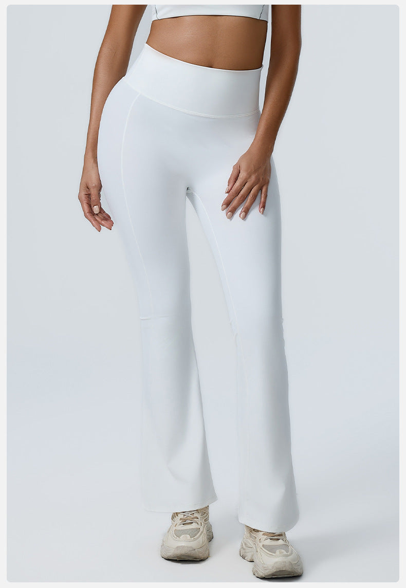 Double White Line High Waist Semi Boot Cut Sports Pants