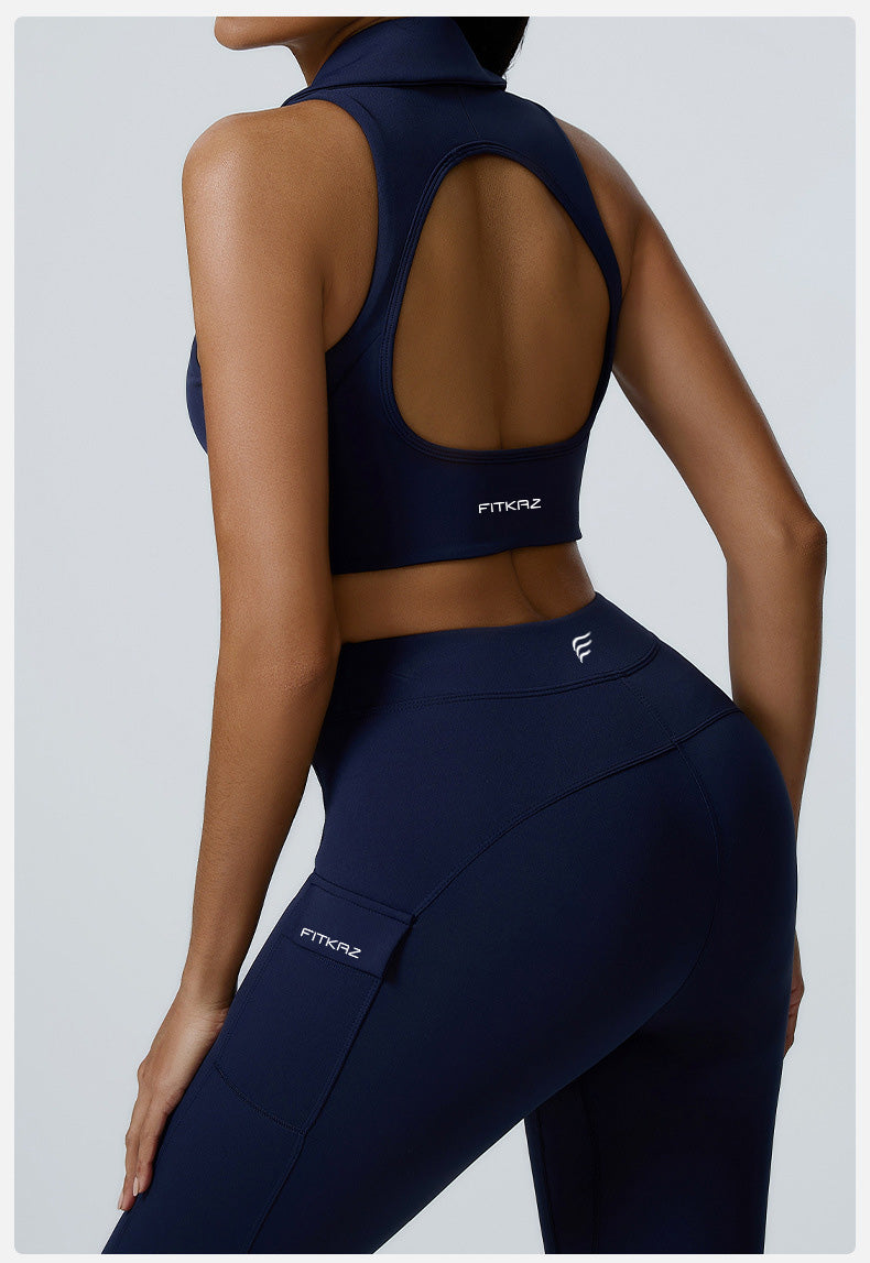 Polo Neck Deep V Back Beauty Sports Top