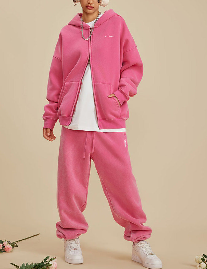 Boy Friend Series Vintage Wash Fluffy Hoodie Jacket
