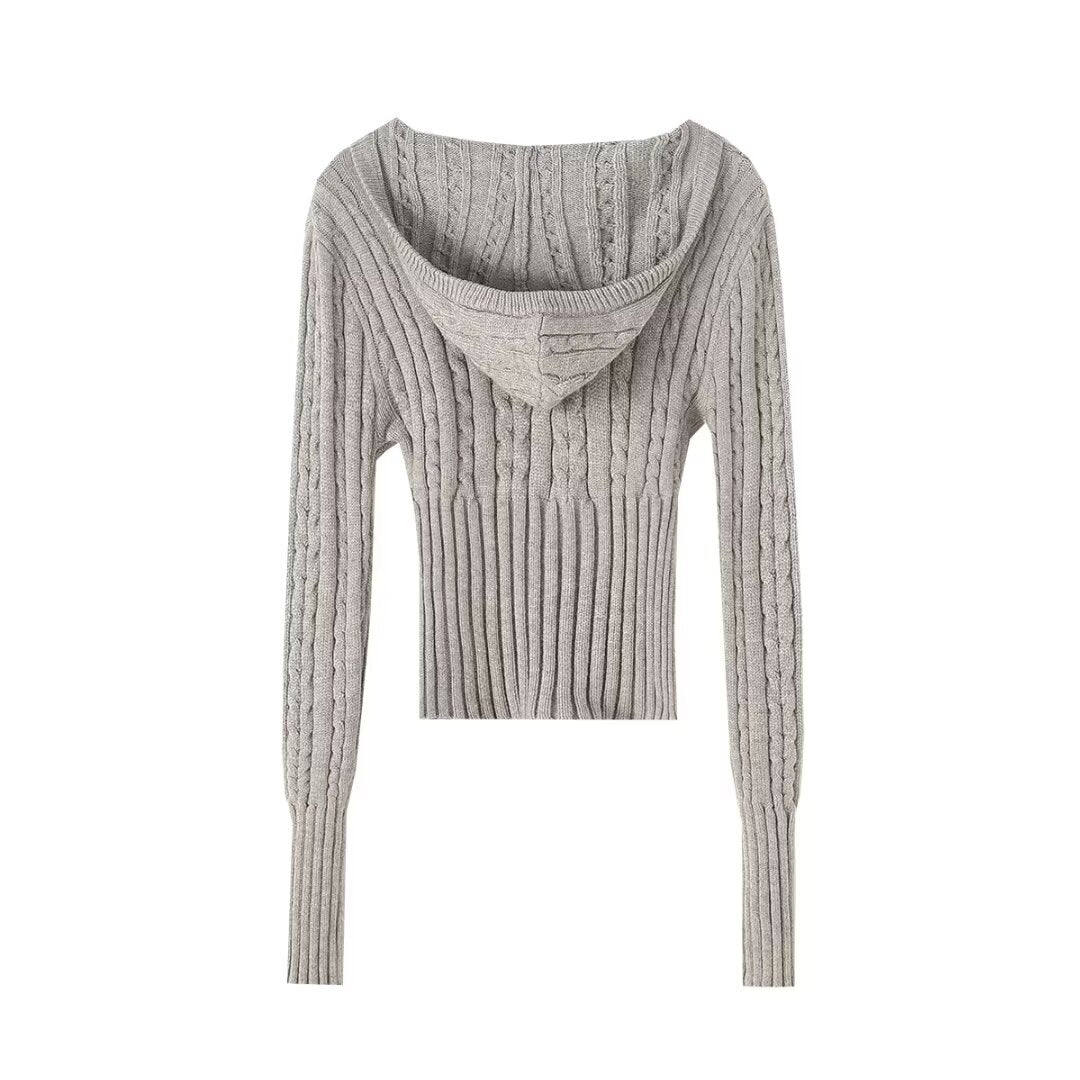 Thick Knitted Hoodies and Comfy Shorts Pajama Set
