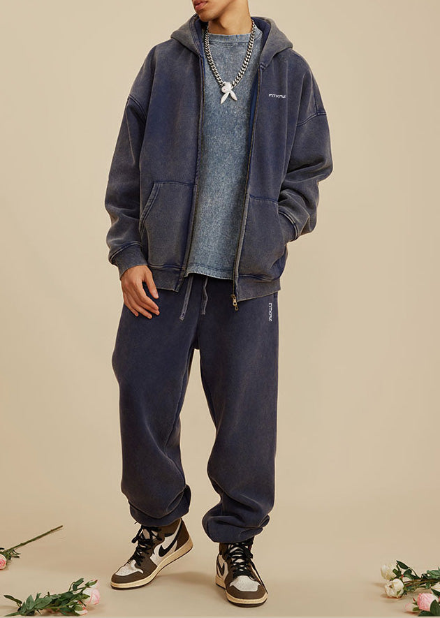 Boy Friend Series Vintage Wash Fluffy Hoodie Jacket
