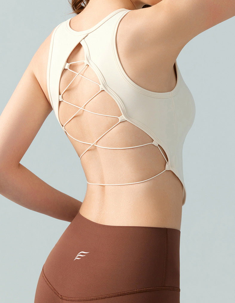 Crossed Bondage Back Beauty Casual Sports Bra