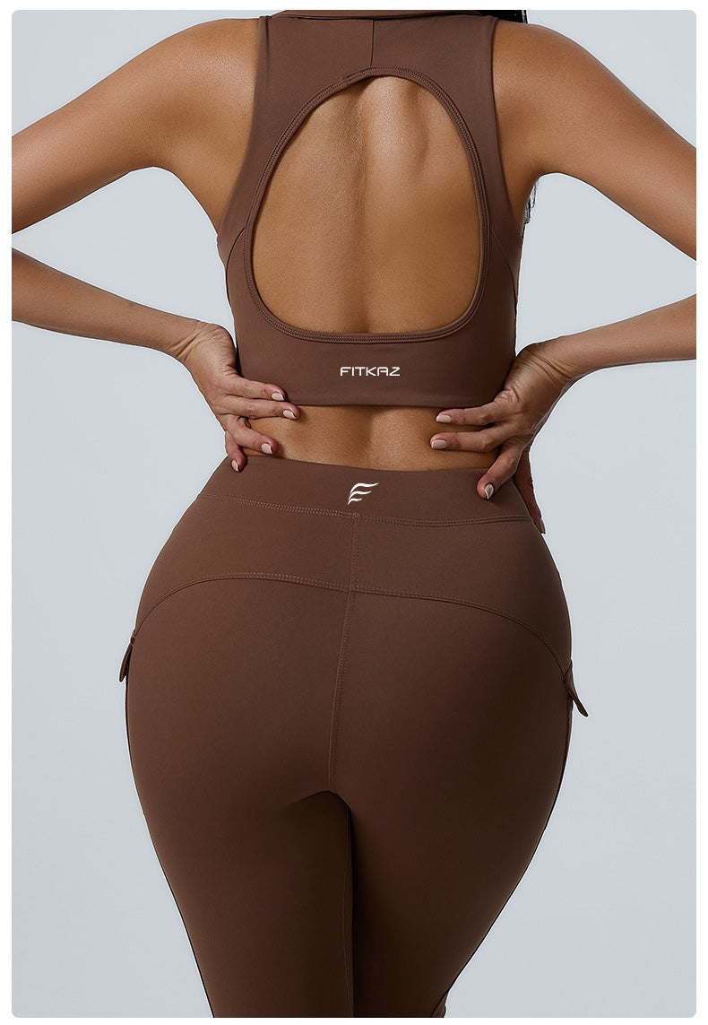 Polo Neck Deep V Back Beauty Sports Top