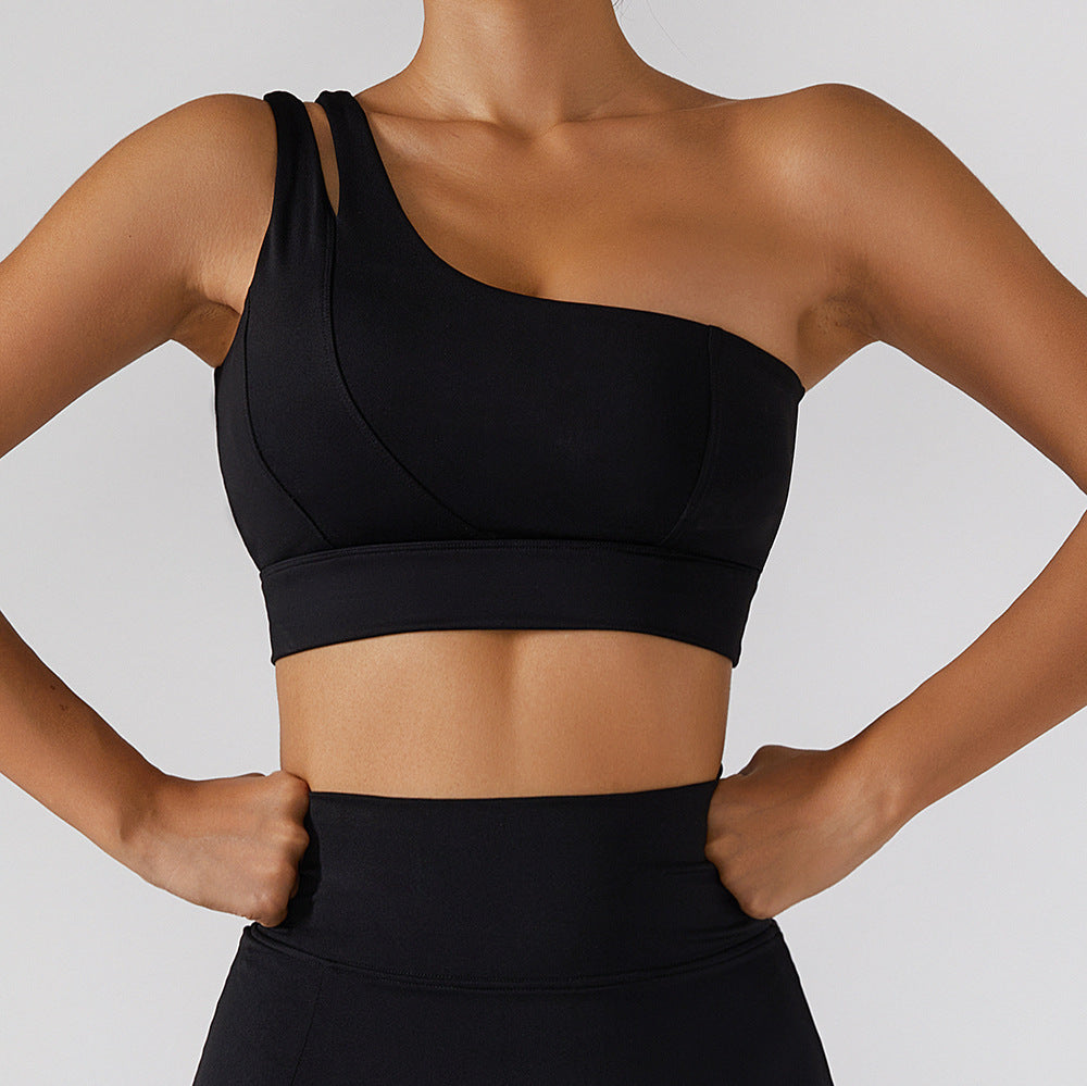 Irregular One Shoulder Thick Straps High Intensity Sports Bra