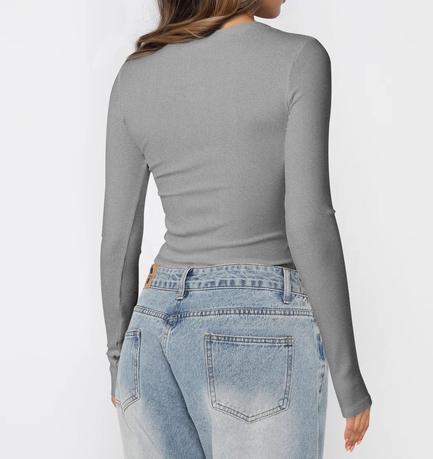 Basic Beauty Slim Fit U Neck Long Sleeve T-shirt