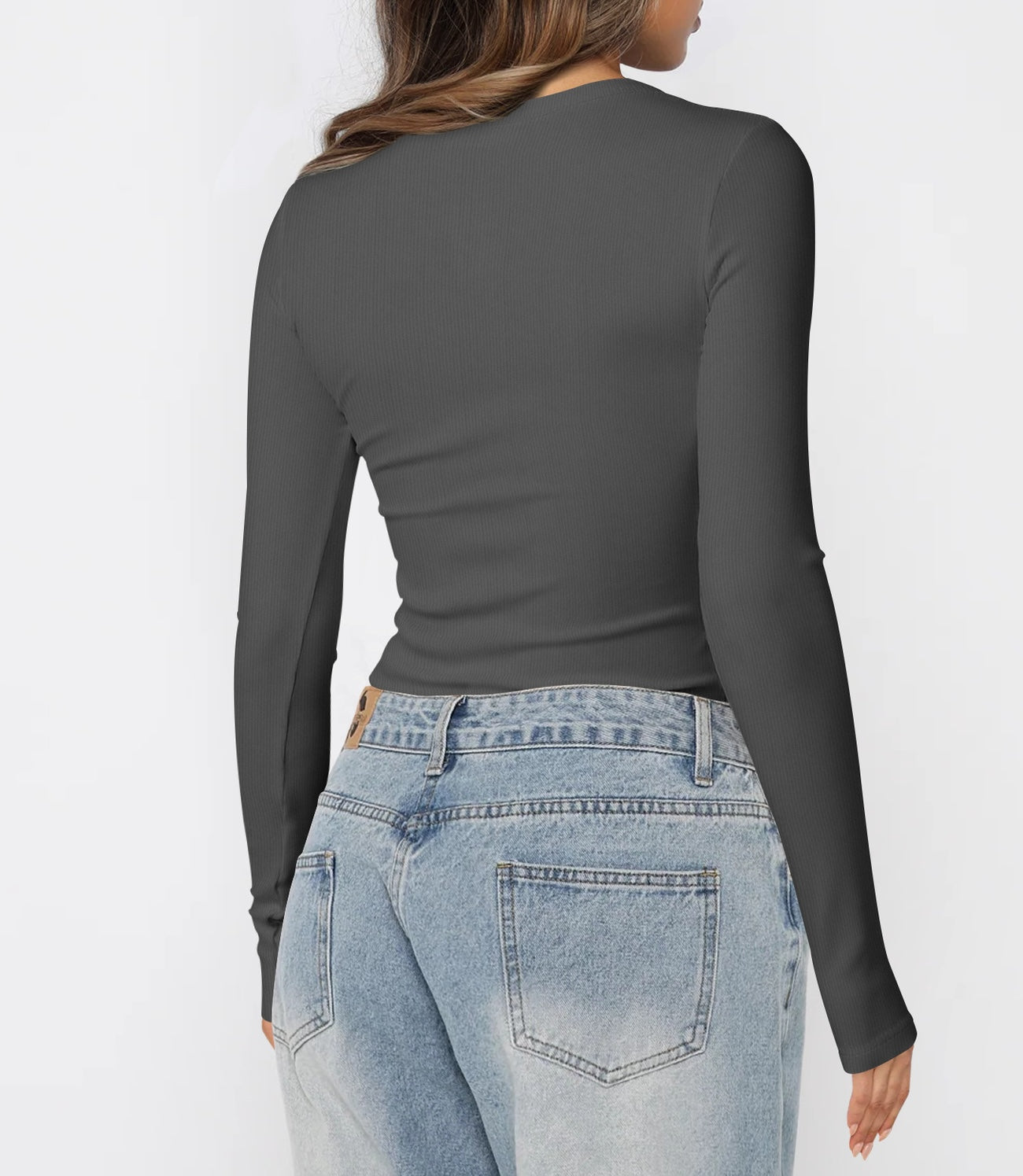 Basic Beauty Slim Fit U Neck Long Sleeve T-shirt