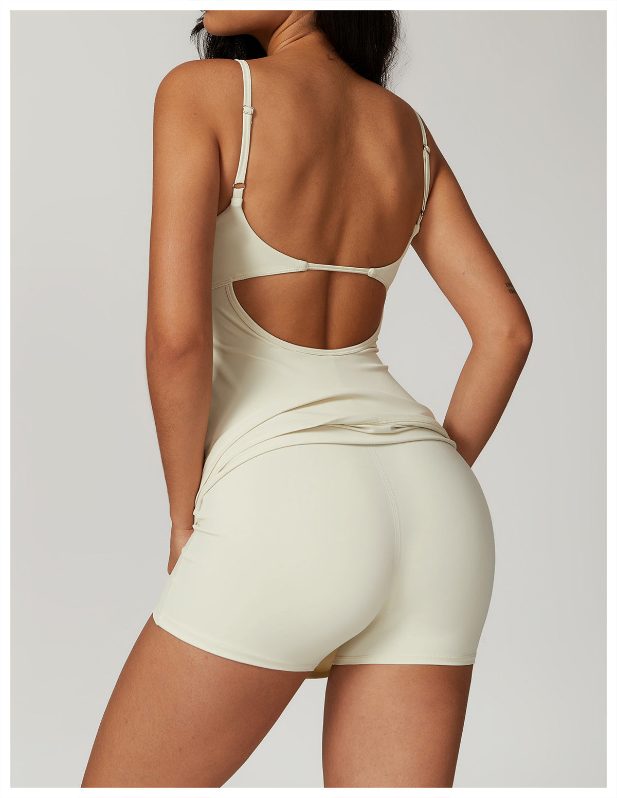 Thin Straps Built-in Jumpsuit High Cut A Shape A Shape Short Dress