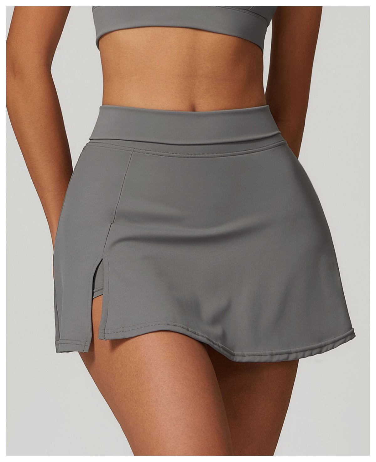 High Waist A Shape Mini Slit Build-in Sports Skirts