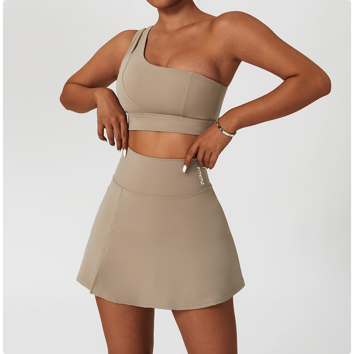 High Waist A Shape Mini Slit Build-in Sports Skirts