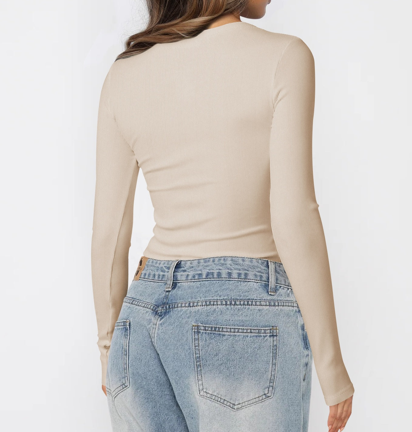 Basic Beauty Slim Fit U Neck Long Sleeve T-shirt