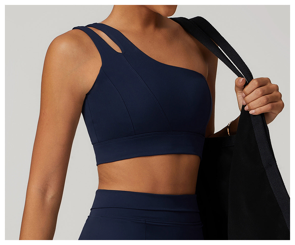 Irregular One Shoulder Thick Straps High Intensity Sports Bra