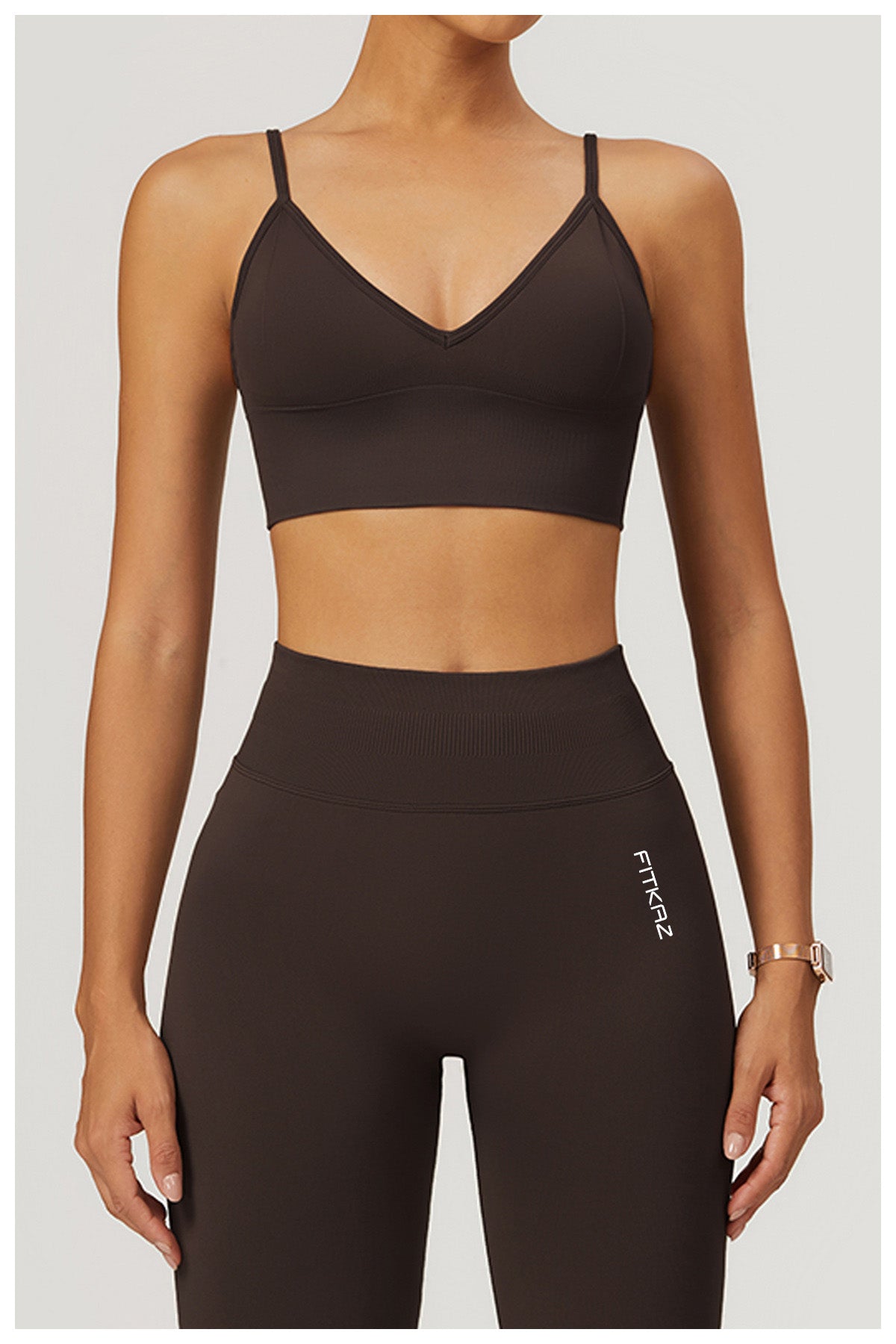 Seamless Knitted Deep V Classic Sports Bra