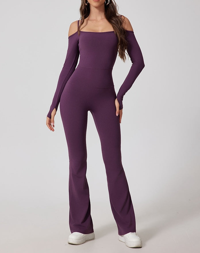 Flash Sale - Off Shoulder One-Piece Boot Cut Jumpsuit
