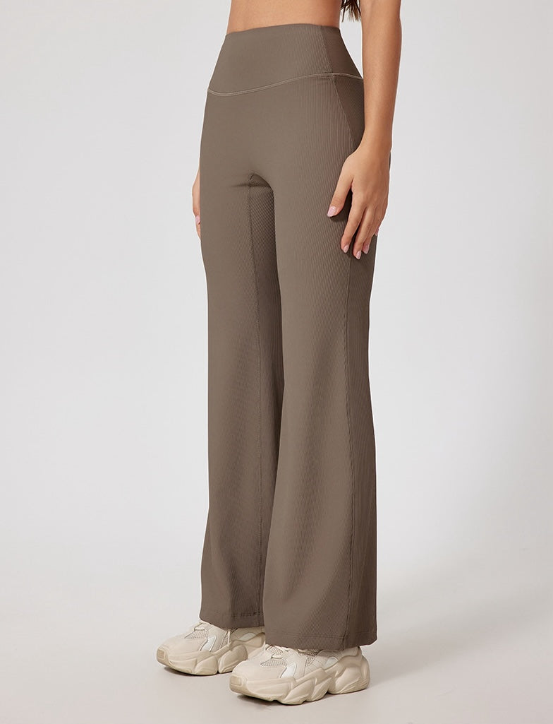 Rib Knit Casual Loose Boot Cut Sports Pants