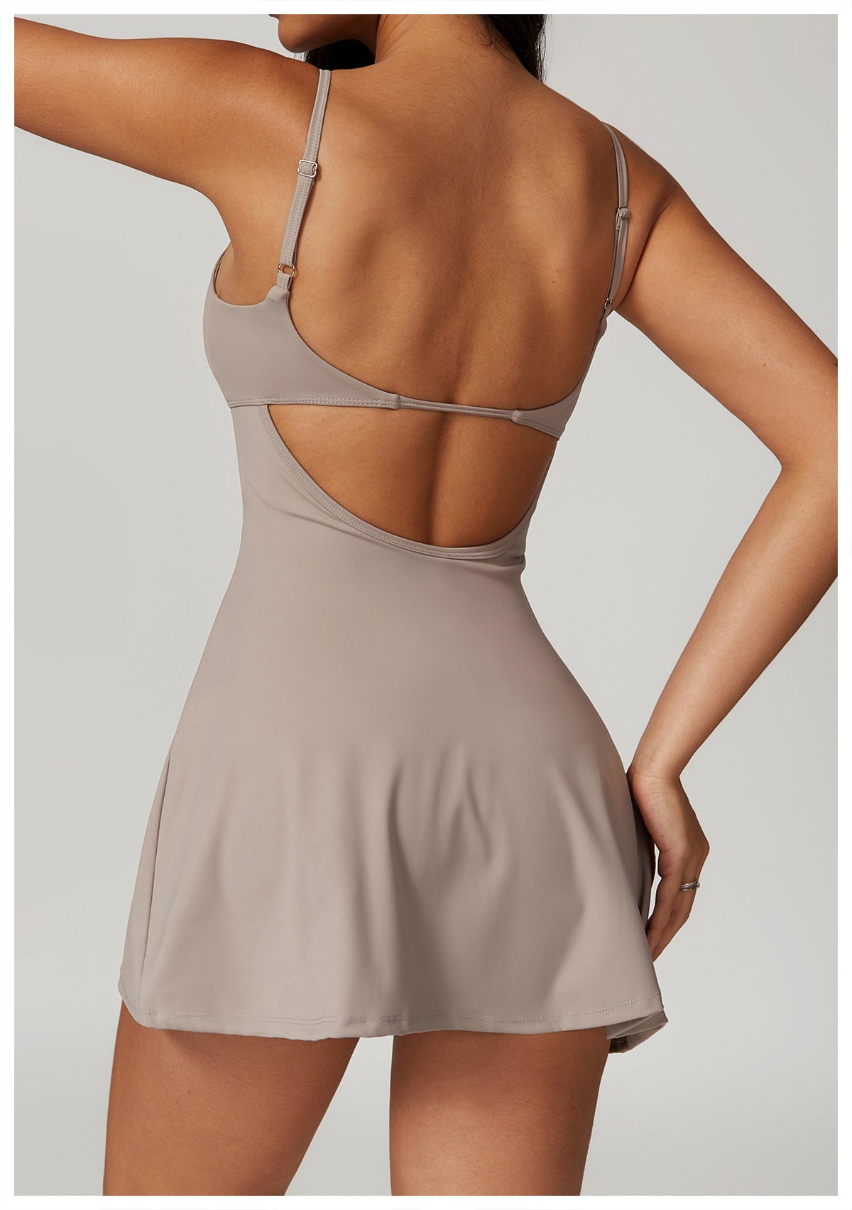 Thin Straps Built-in Jumpsuit High Cut A Shape A Shape Short Dress