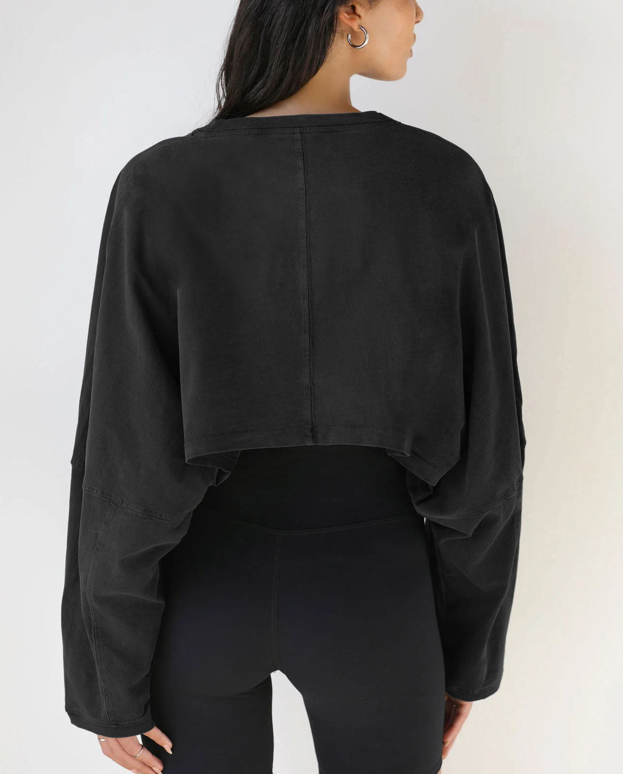 Puffy Long Sleeves Round Neck Crop Top