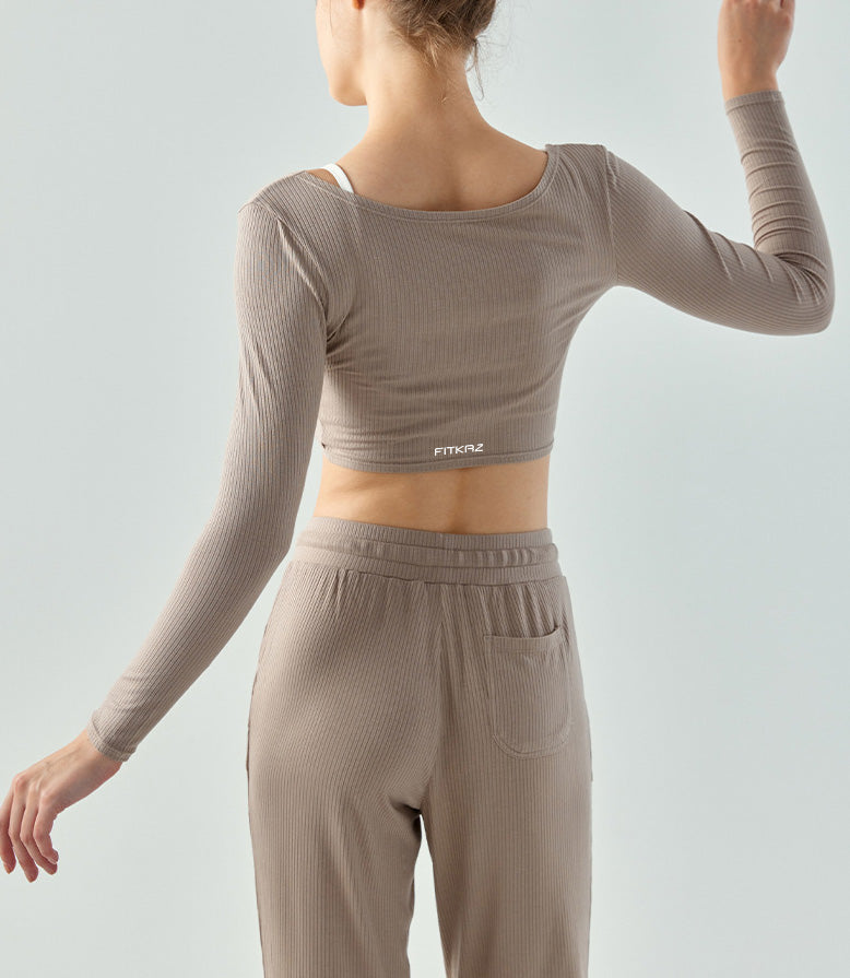 Flash Sale - Kink Pleated Front Breathable Slim Fit Yoga Sweater
