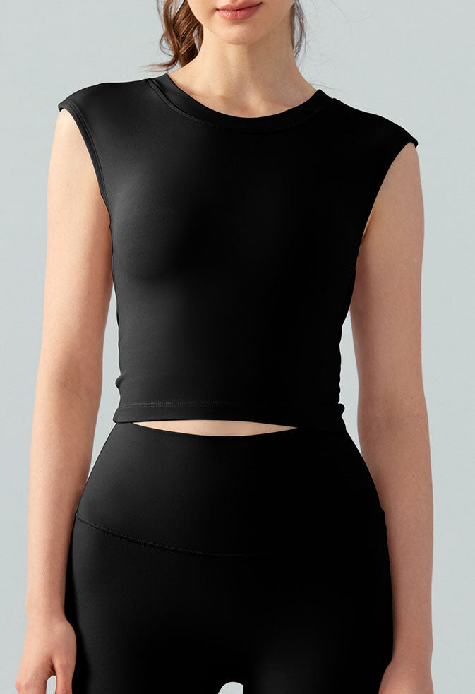 Round Neck Total Backless Casual Sports Bra Top