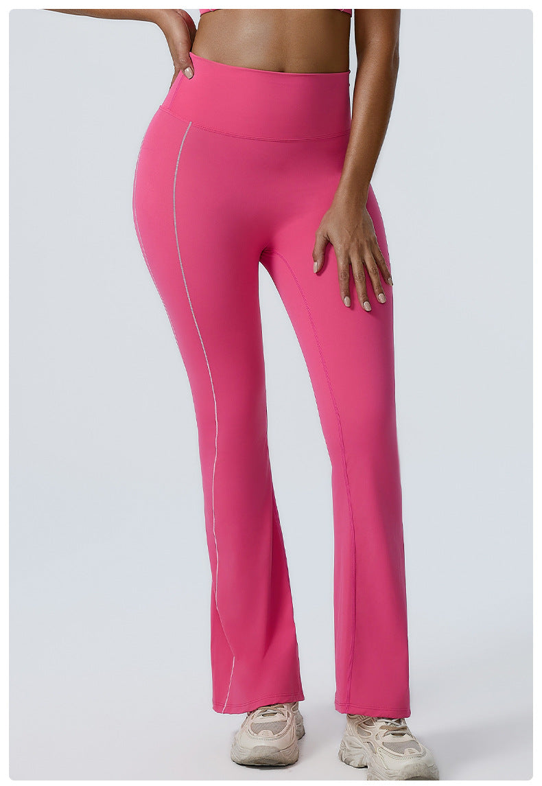 Double White Line High Waist Semi Boot Cut Sports Pants