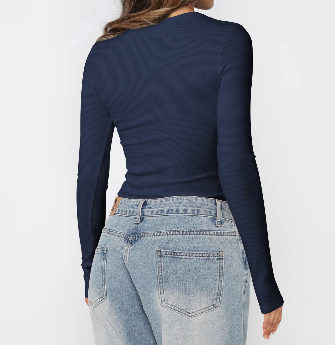 Basic Beauty Slim Fit U Neck Long Sleeve T-shirt