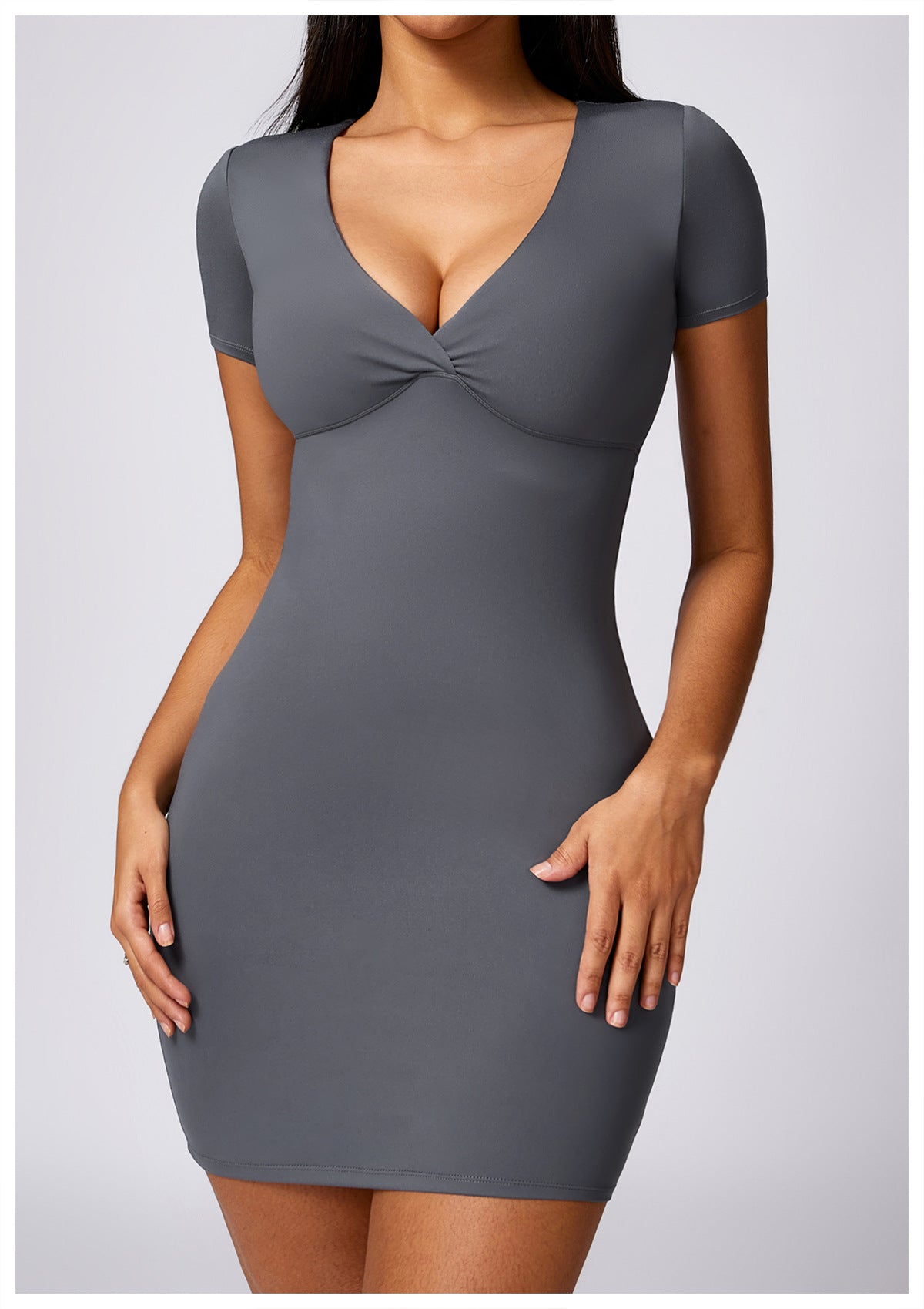 Deep V Neck Hottie Slim Short Dress (with pads)