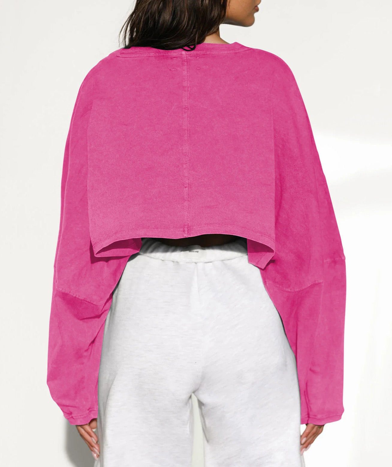 Puffy Long Sleeves Round Neck Crop Top