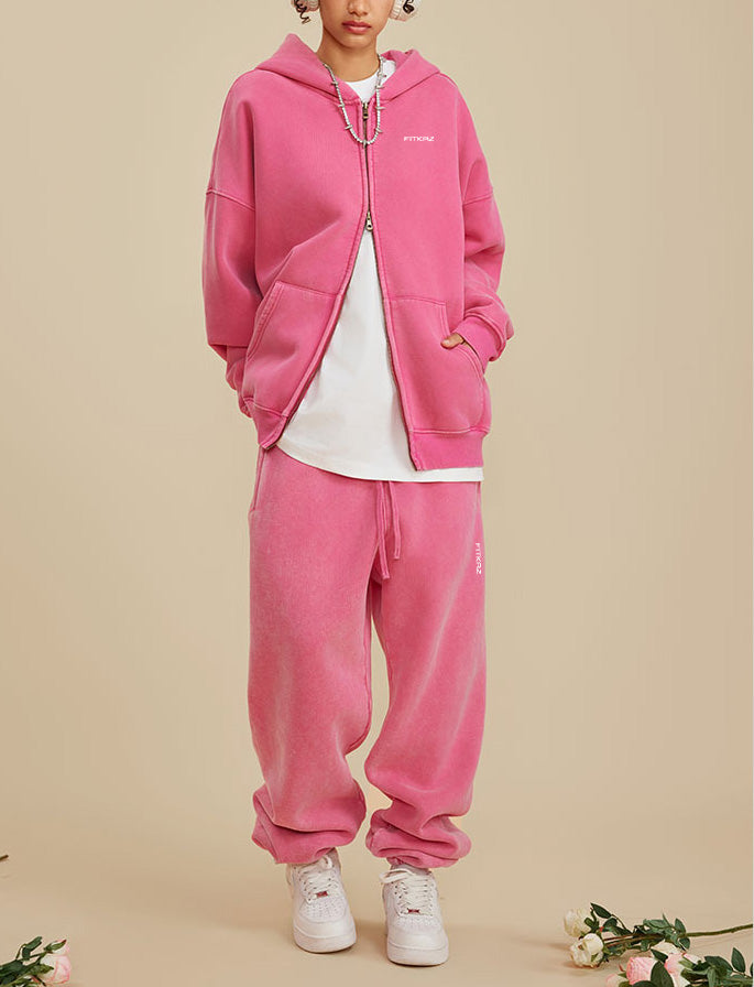 Boy Friend Series Vintage Wash Fluffy Hoodie Jacket