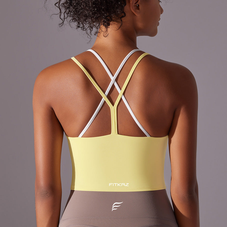 Crossed Line Strap Fake Two-Piece Sports Tank Top