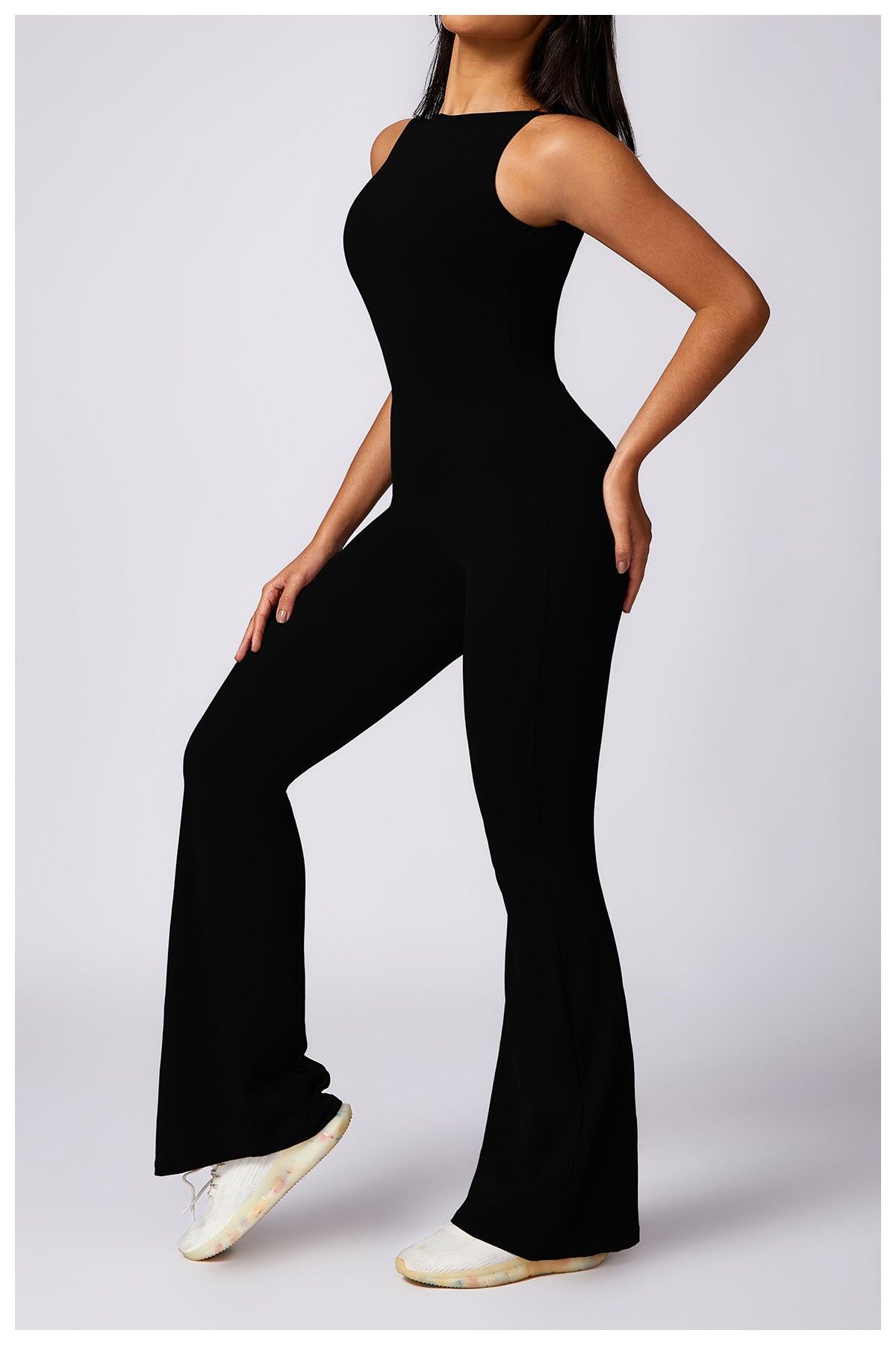 Casual Light Boot Cut Back Beauty One Piece Jumpsuit (No Pads)