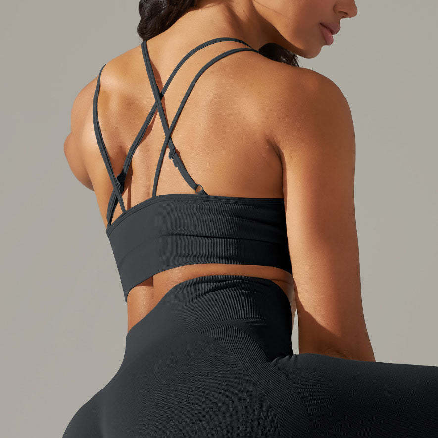 Happy Price Series Vertical Line Stretchy 4 Piece Sports Set