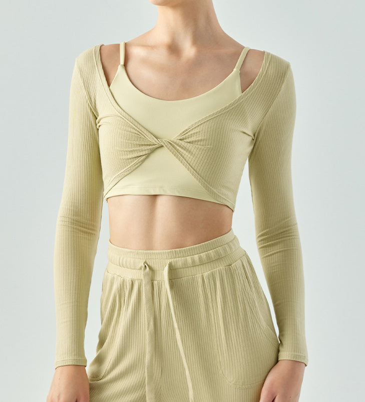 Flash Sale - Kink Pleated Front Breathable Slim Fit Yoga Sweater