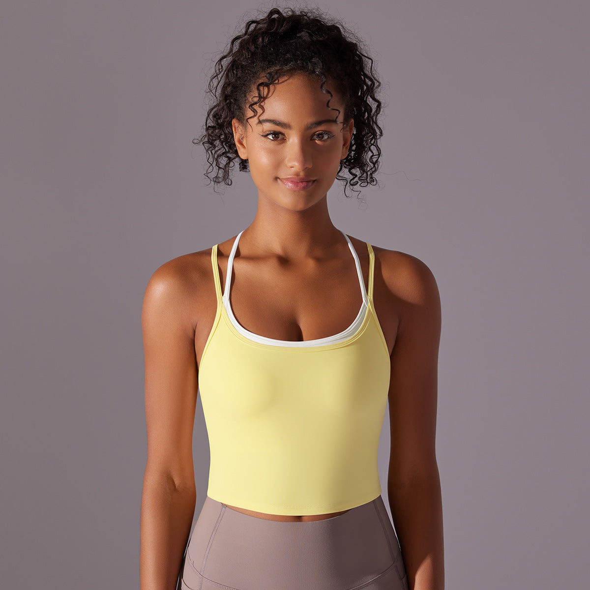 Crossed Line Strap Fake Two-Piece Sports Tank Top