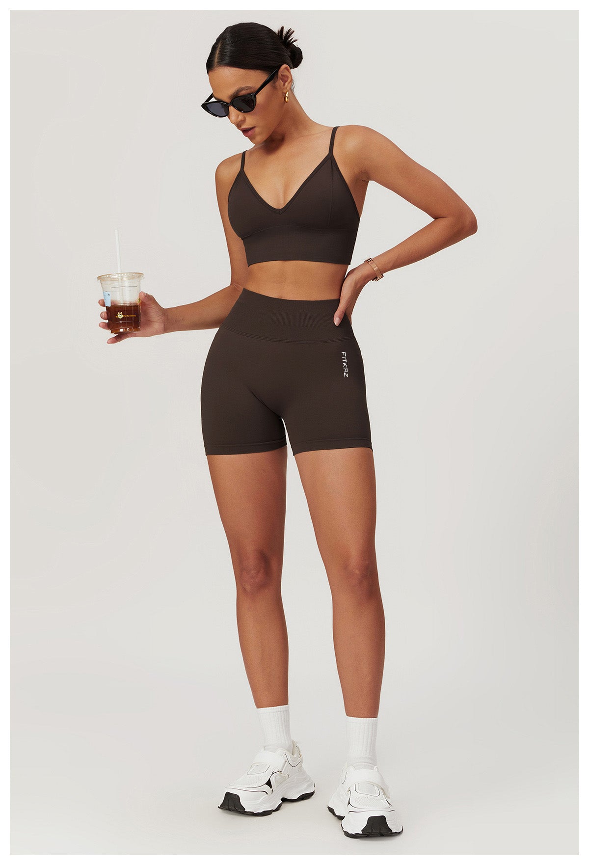 Seamless Knitted Mid High Waist High Intensity Peach Booty Sports Short