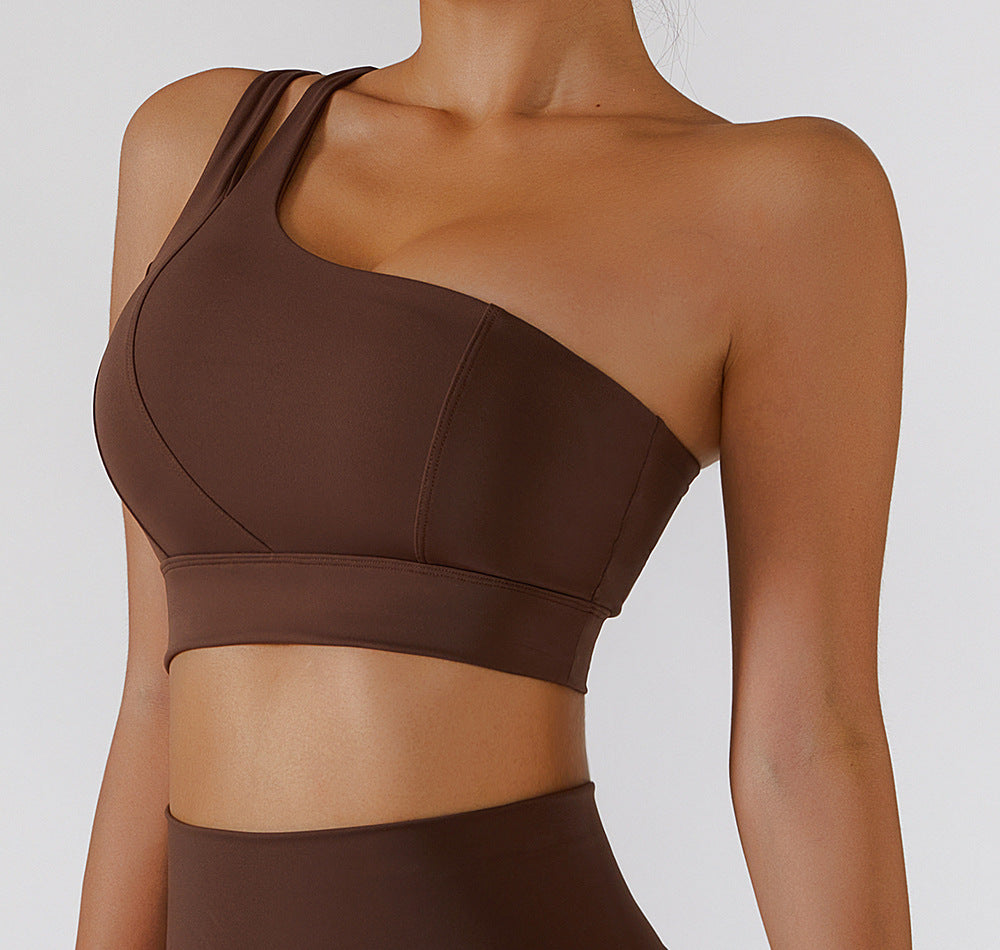 Irregular One Shoulder Thick Straps High Intensity Sports Bra