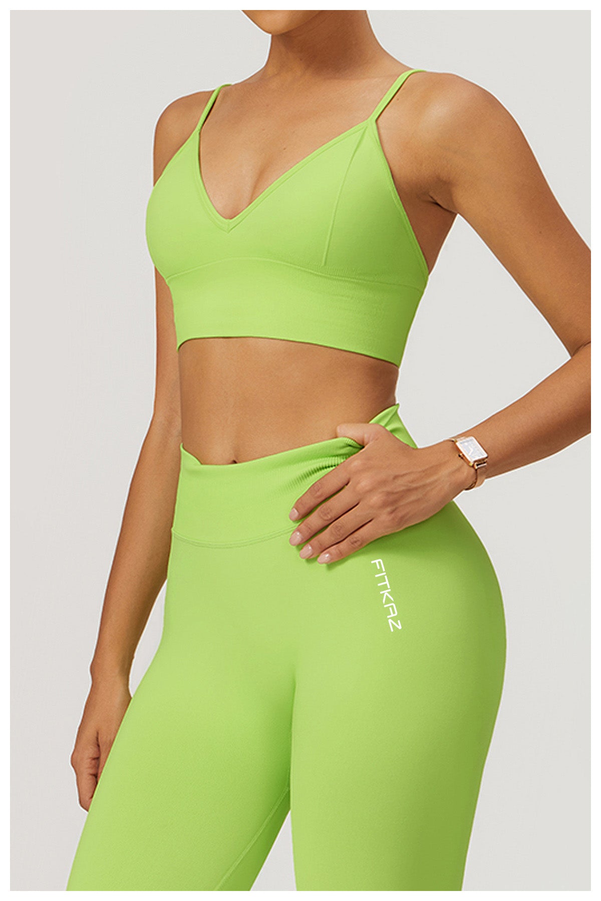 Seamless Knitted Deep V Classic Sports Bra