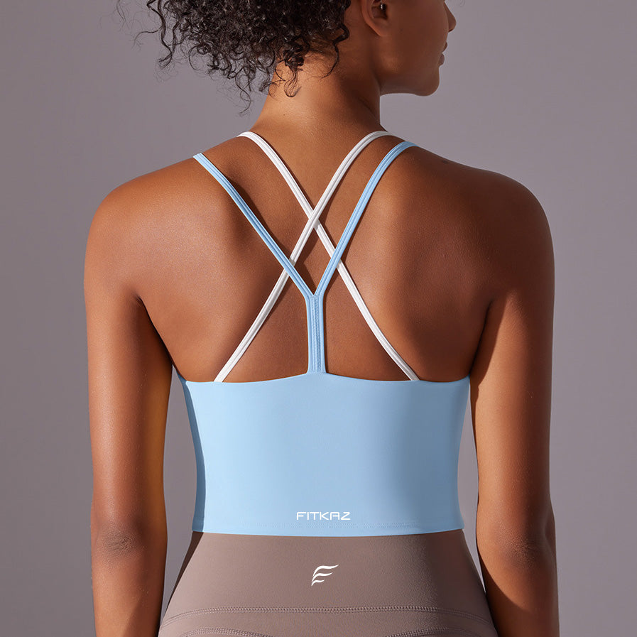 Crossed Line Strap Fake Two-Piece Sports Tank Top