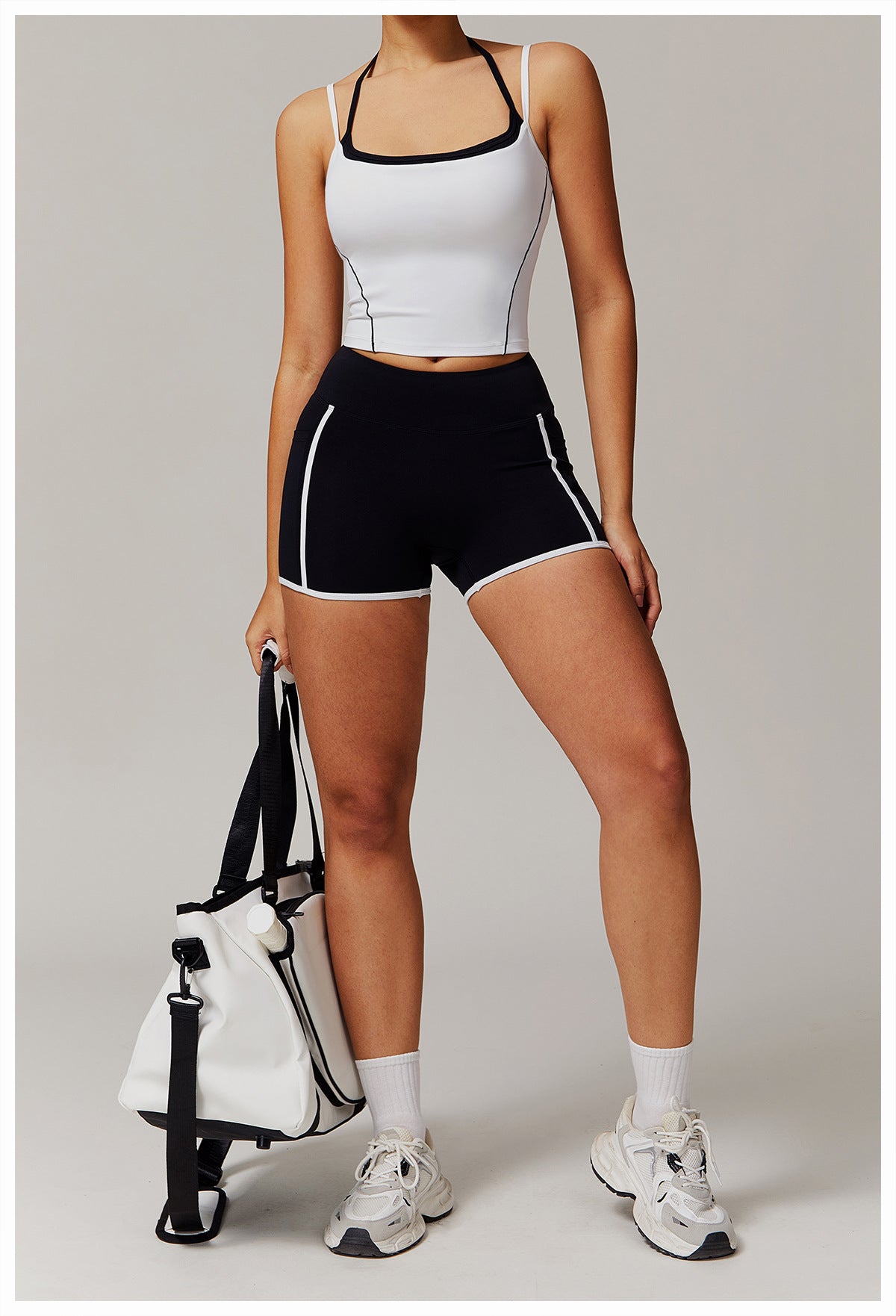 Skin Touch White Doodle Lines Sports Tank Top