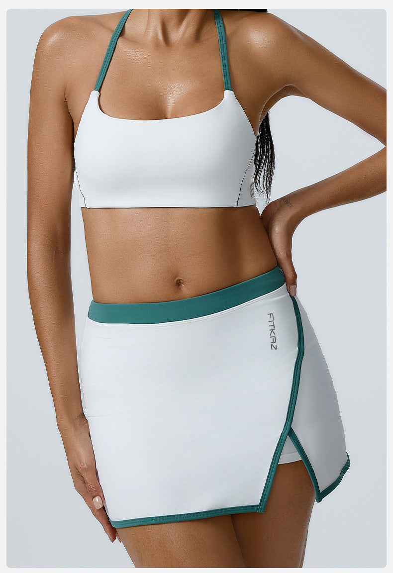 White Line Build-in Shorts Slim Fit Mini Sports Skirts
