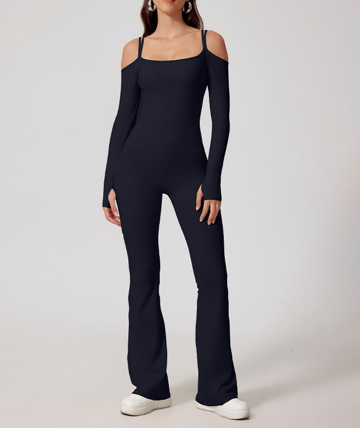 Flash Sale - Off Shoulder One-Piece Boot Cut Jumpsuit