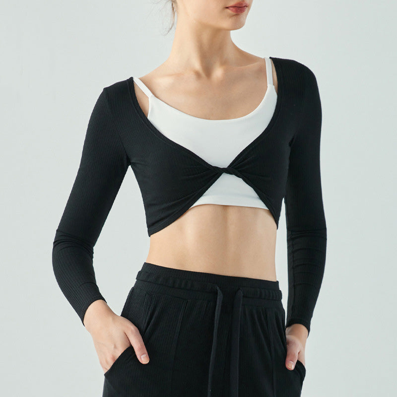 Flash Sale - Kink Pleated Front Breathable Slim Fit Yoga Sweater