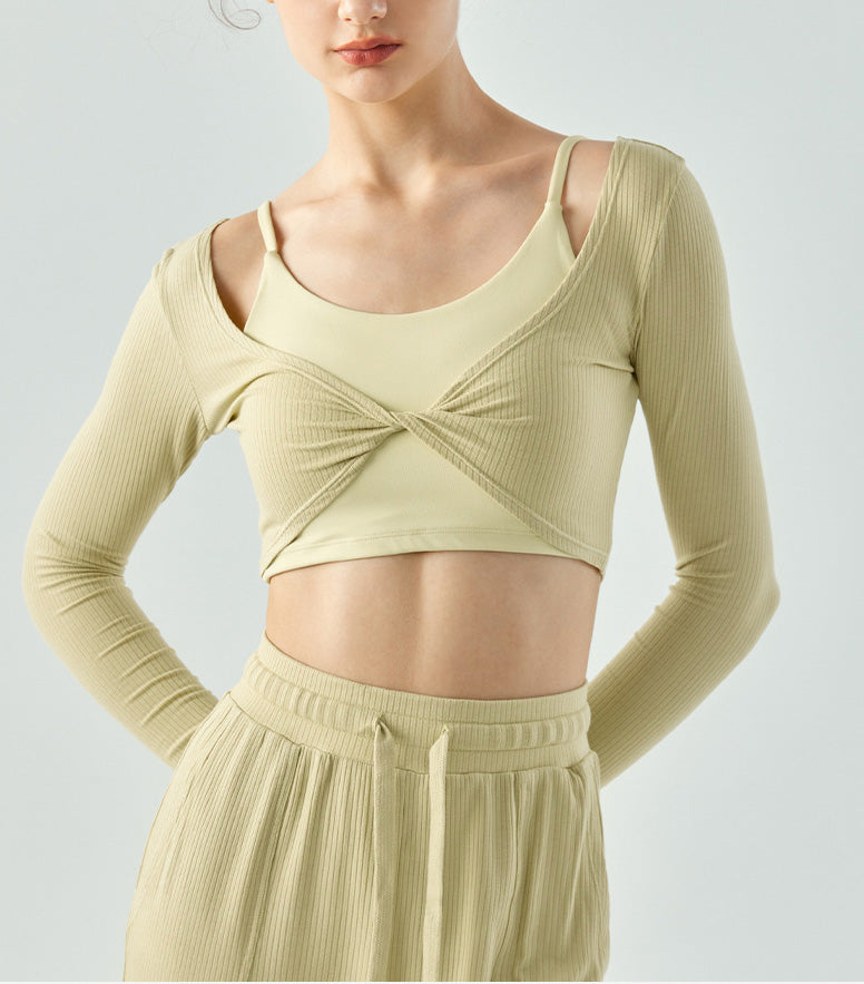 Flash Sale - Kink Pleated Front Breathable Slim Fit Yoga Sweater