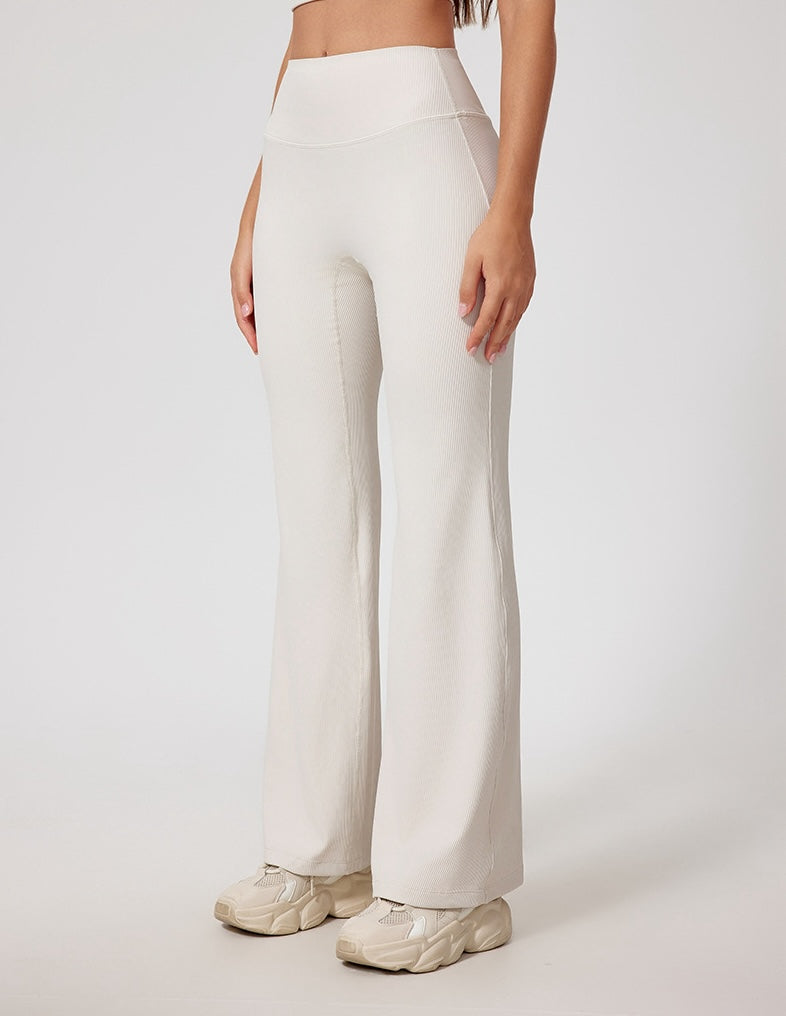 Rib Knit Casual Loose Boot Cut Sports Pants